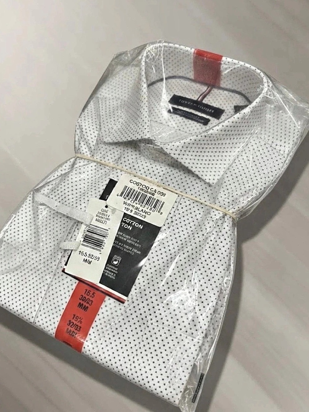 Tommy Hilfiger TH Flex Microdot Dress Shirt Men's Cotton Dress Shirt Size Medium